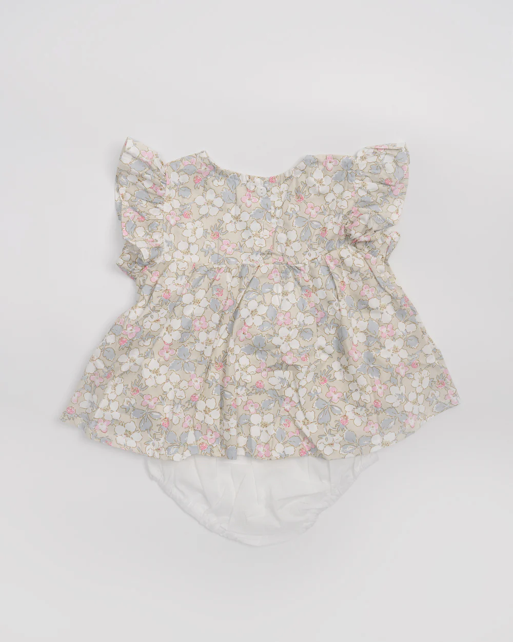 Baby Boo Beige Strawberry Co-ord Frock Dress-Printed-Cotton-For Infants - Image 2