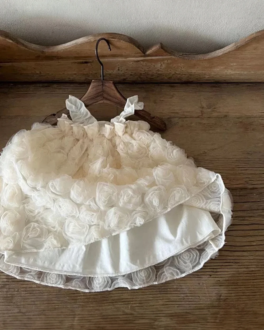 Baby Boo Beige Tia Sheer Frock Dress-Solid-Tulle-For Infants - Image 2