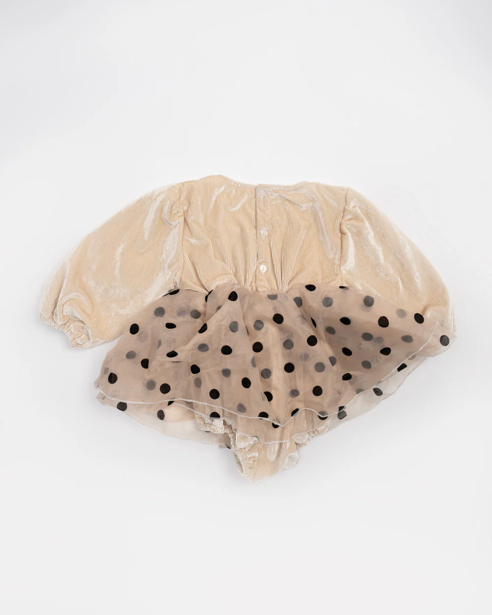 Baby Boo Beige Tisha Frock Dress-Polka Dots-Organza-For Infants - Image 2
