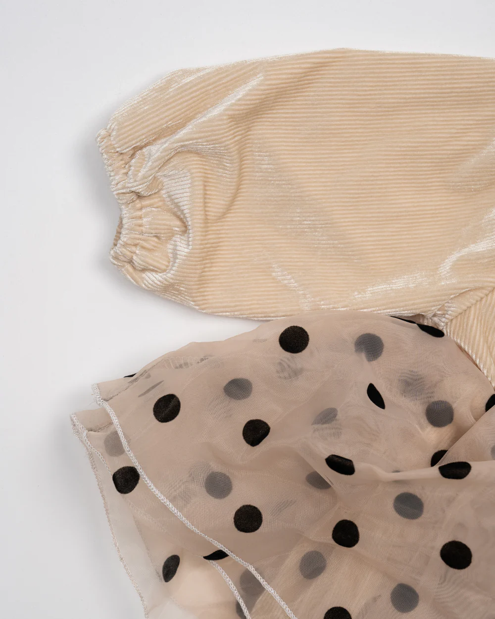 Baby Boo Beige Tisha Frock Dress-Polka Dots-Organza-For Infants - Image 6