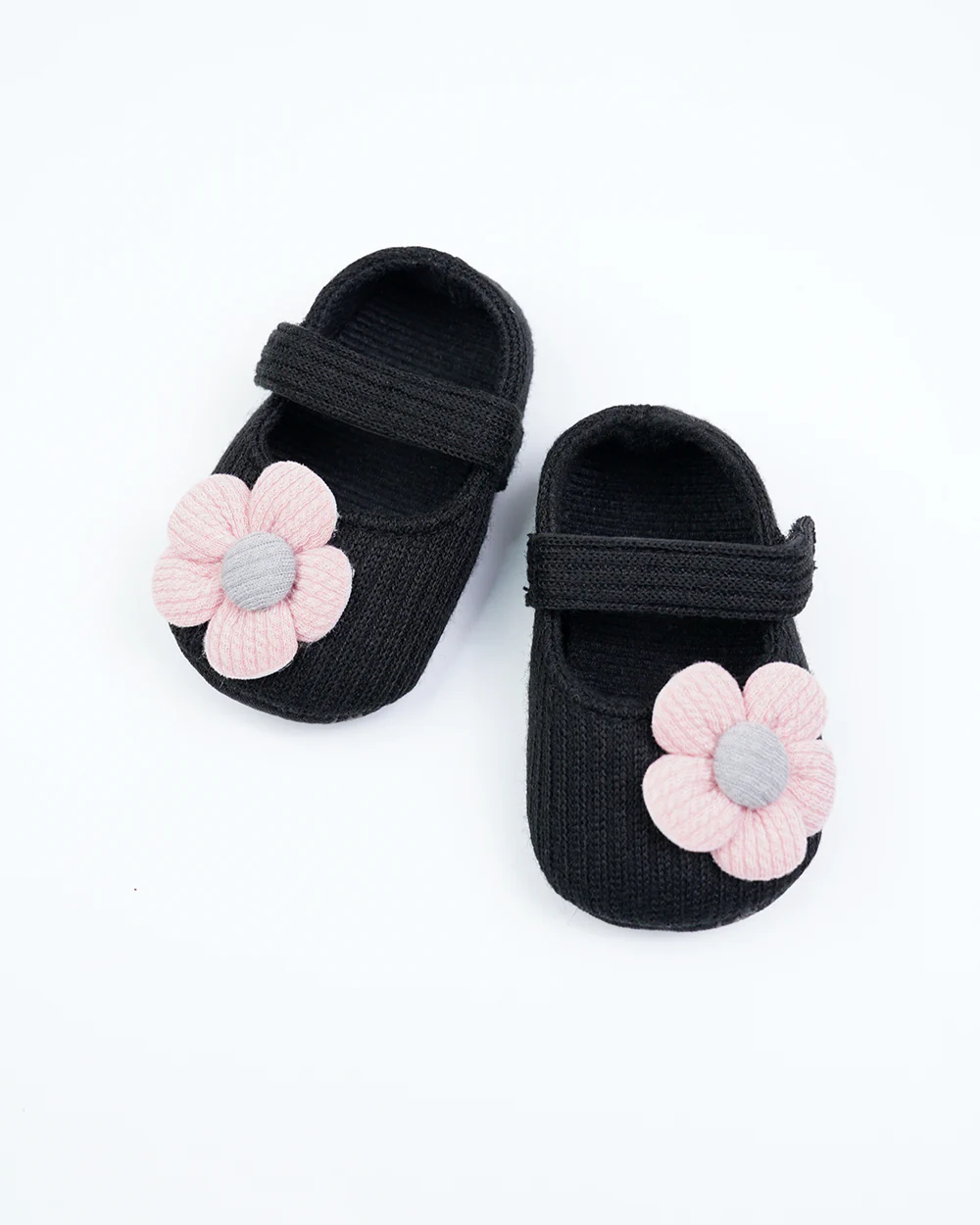 Baby Boo Black with Pink Flower Velcro Bellies For Infants - Image 3