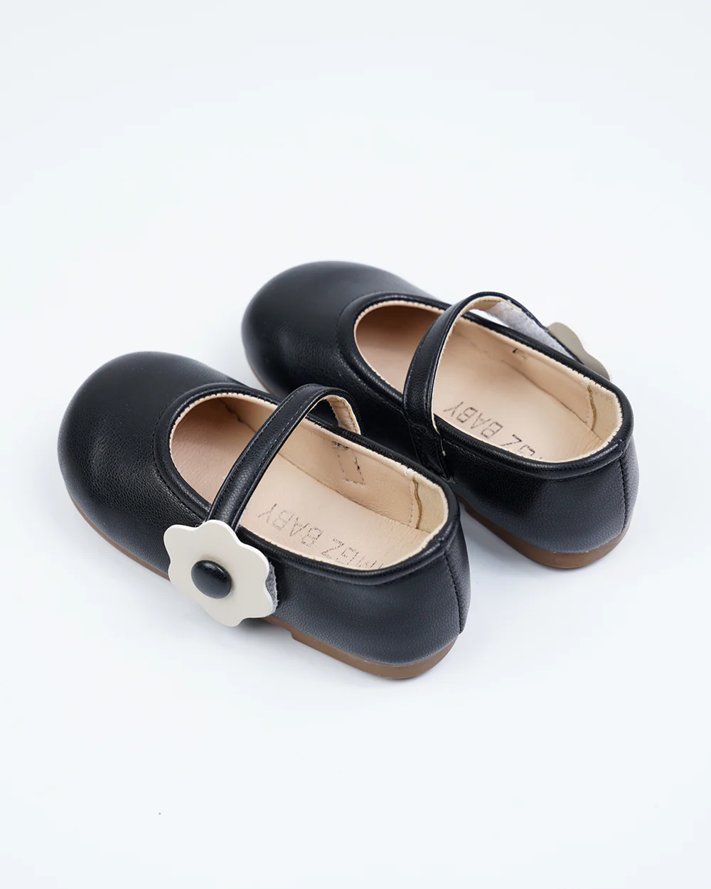 Baby Boo Black with White Flower Velcro Bellies For Infants - Image 4