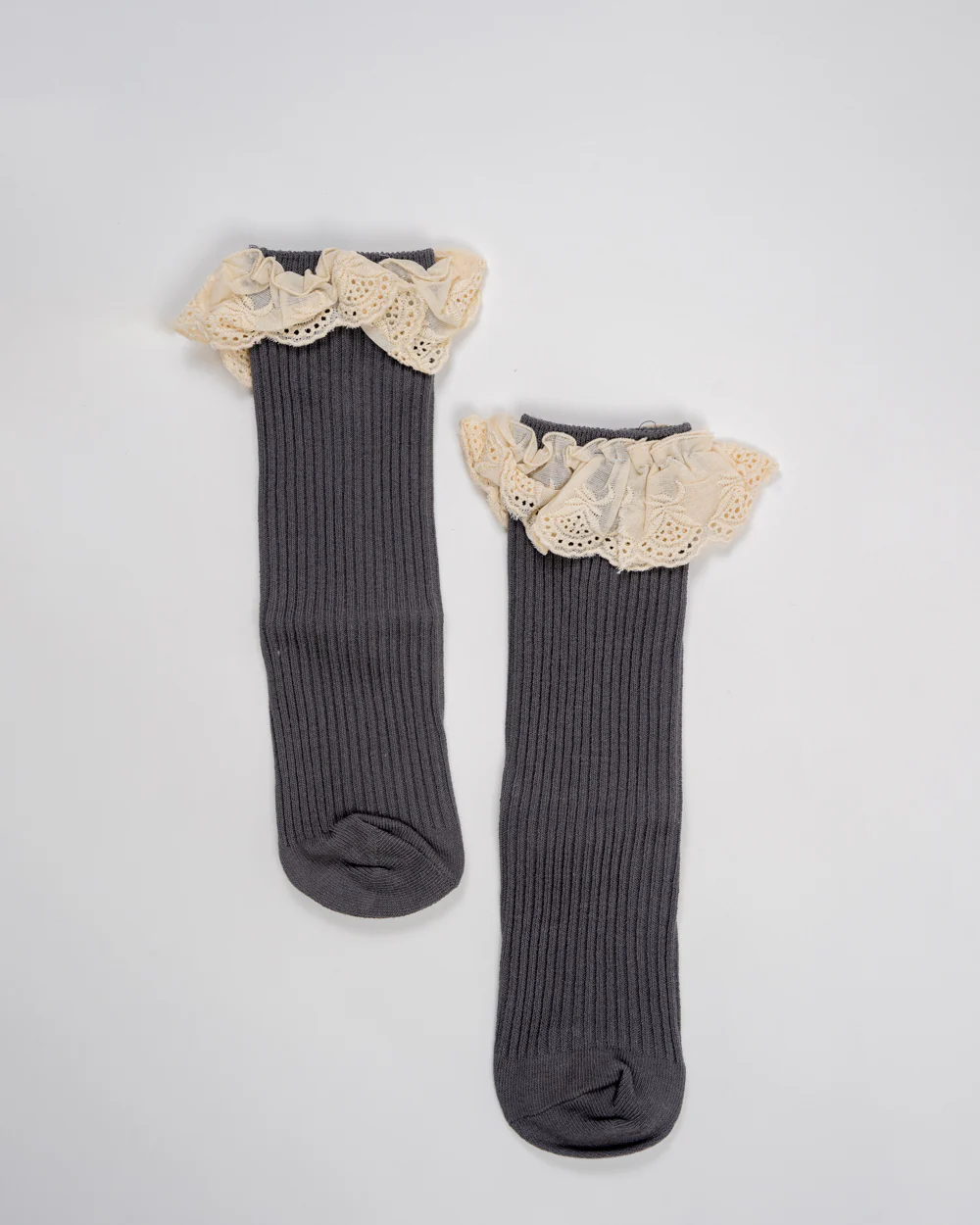 Baby Boo Grey Ruffle Winter Wear Socks-Solid-Knitted Wool-For Infants