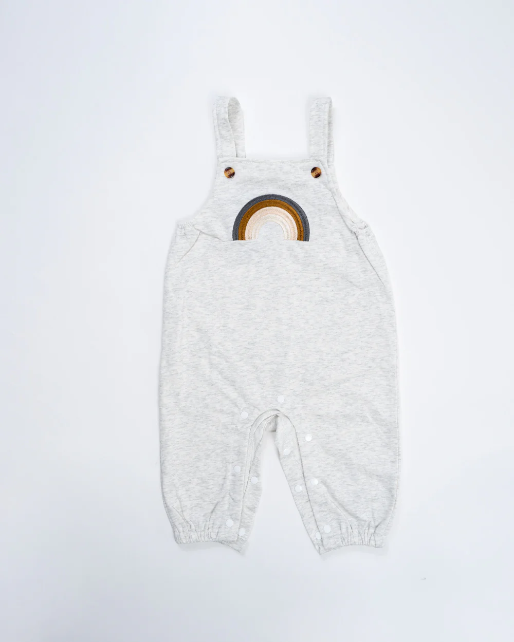 Baby Boo Light Grey Rainbow Romper-Solid-Knitted-For Infants