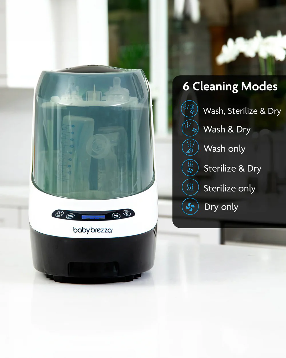 Baby Brezza Bottle Washer Pro-With Sterilizing & Drying Function-6 Cleaning Modes-Includes 60 Detergent Tablets-4 Bottles Capacity - Image 5