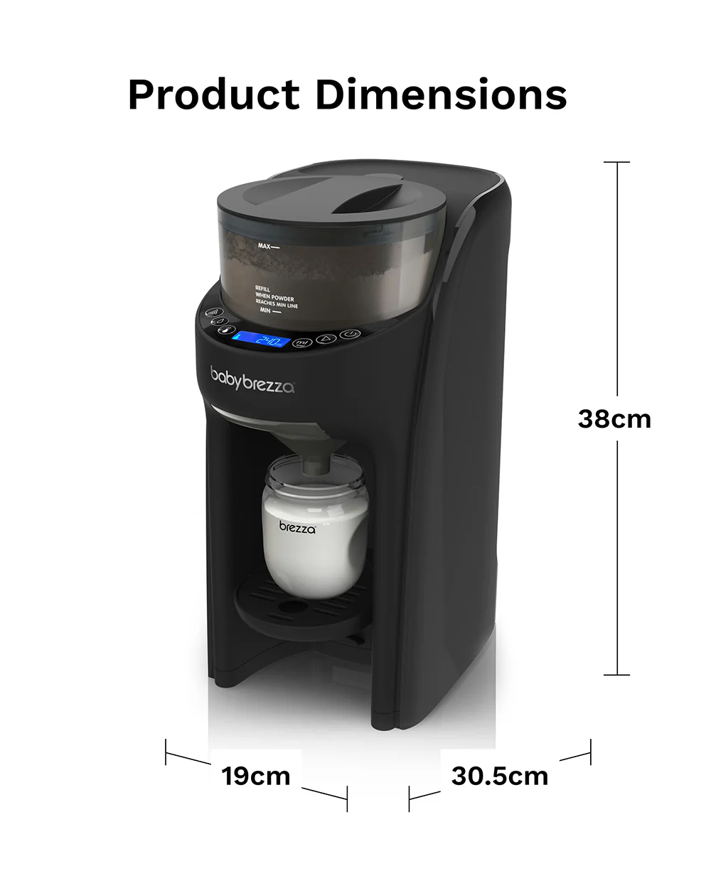 Baby Brezza Formula Pro Advanced Formula Dispenser-Instant Warm Formula with 3 Temperature Settings-Adjustable Serving Size(60-300 ml)-Accurate Mixing-Airtight Formula Storage-Removable & Dishwasher Safe Water Tank-Black - Image 9