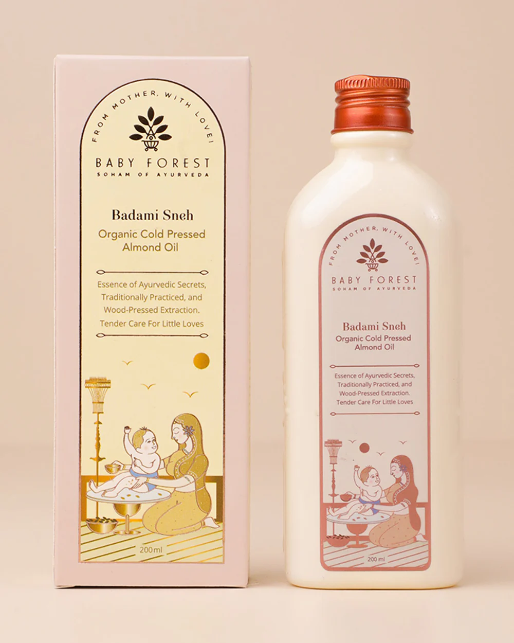 Baby Forest Badami Sneh Organic Cold Pressed Baby Almond Oil-Helps Treat Cradle Cap & Soothes Eczema - Image 5