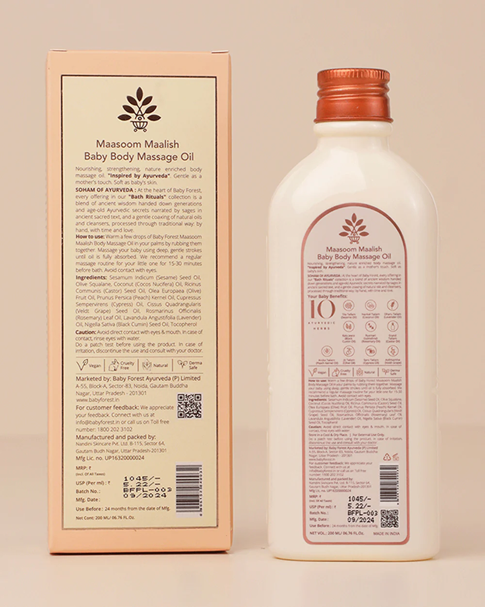 Baby Forest Maasoom Maalish Baby Body Massage Oil-With Coconut, Lavender & Olive Oil-Soothes Skin, Prevents Inflammation & Strengthens Bones & Muscles - Image 5