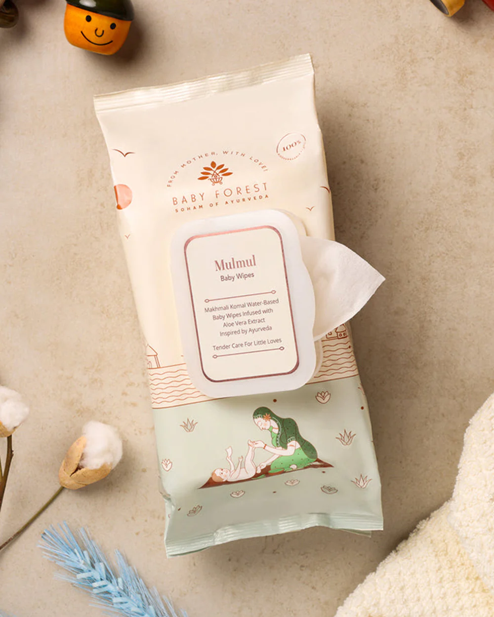 Baby Forest Mulmul Baby Wipes-With 99% Pure Water & Aloe Vera-Reduces Skin Redness & Rashes - Image 11