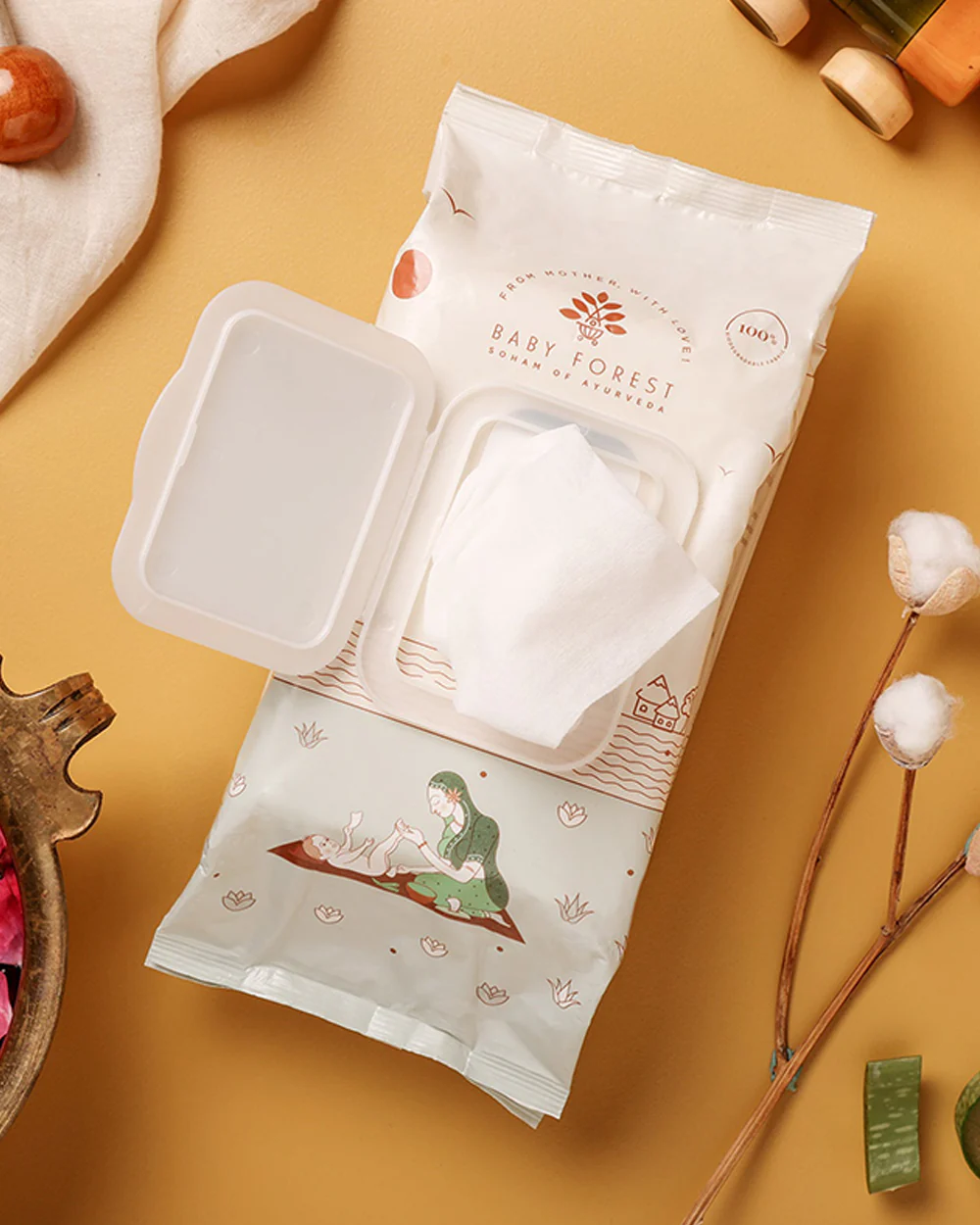 Baby Forest Mulmul Baby Wipes-With 99% Pure Water & Aloe Vera-Reduces Skin Redness & Rashes - Image 12