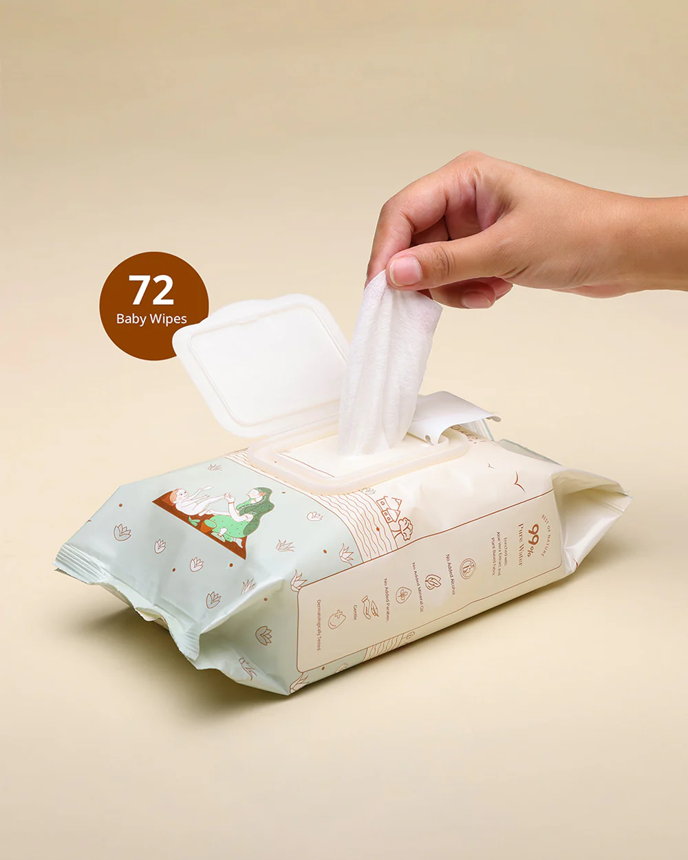 Baby Forest Mulmul Baby Wipes-With 99% Pure Water & Aloe Vera-Reduces Skin Redness & Rashes - Image 3