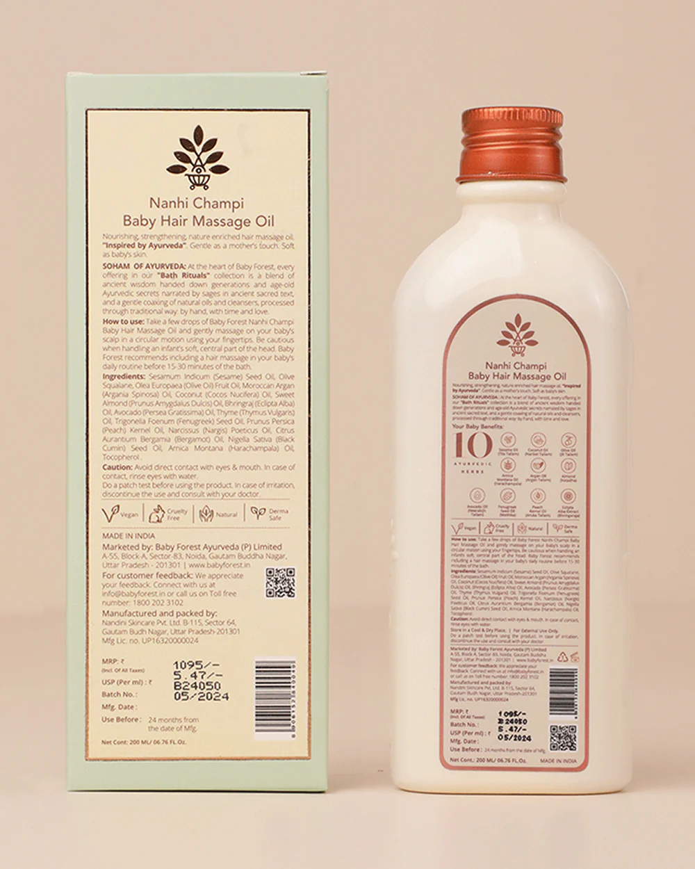 Baby Forest Nahni Champi Baby Hair Massage Oil-Vegan-With Nourishing & Cooling Effect-Stimulates Hair Growth, Prevents Hair Damage - Image 4