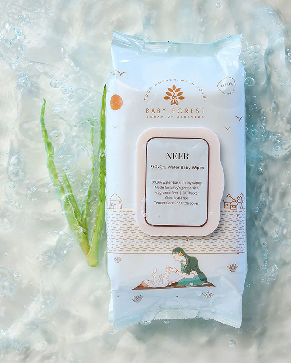 Baby Forest Neer 99.9% Water Baby Wipes-3x Thicker & Unscented-With Aloe Vera For Skin Soothening - Image 13