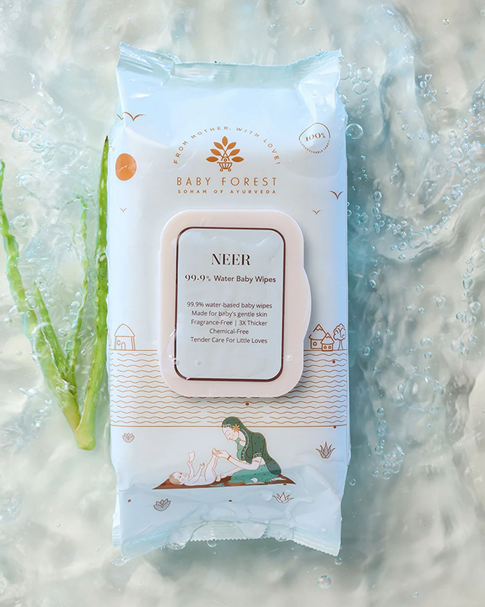 Baby Forest Neer 99.9% Water Baby Wipes-3x Thicker & Unscented-With Aloe Vera For Skin Soothening - Image 24
