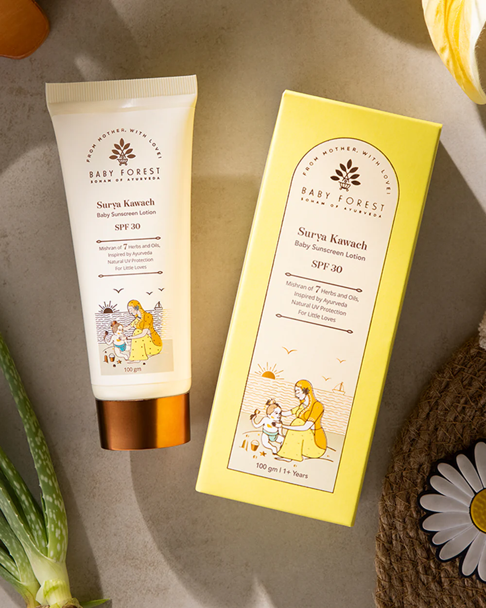 Baby Forest Surya Kawach SPF30 Baby Sunscreen Lotion-With Cocoa Butter & Aloe Vera-Prevents Dryness, Moisturizes & Hydrates Skin - Image 4