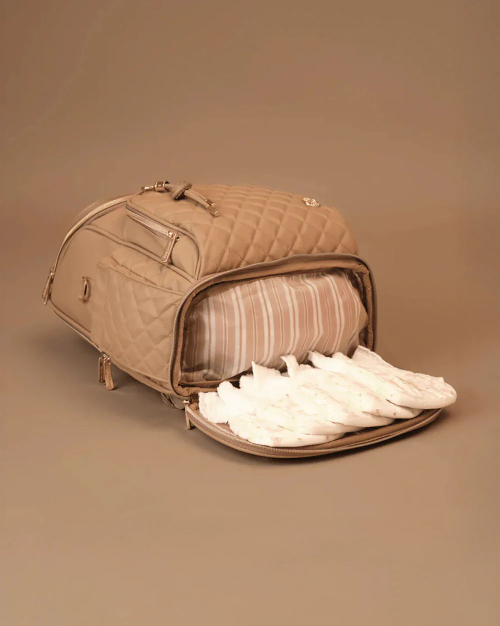 Baby Jalebi The City Trooper Diaper Bag-Backpack-Vegan Leather with Stroller Straps-Caramel - Image 3