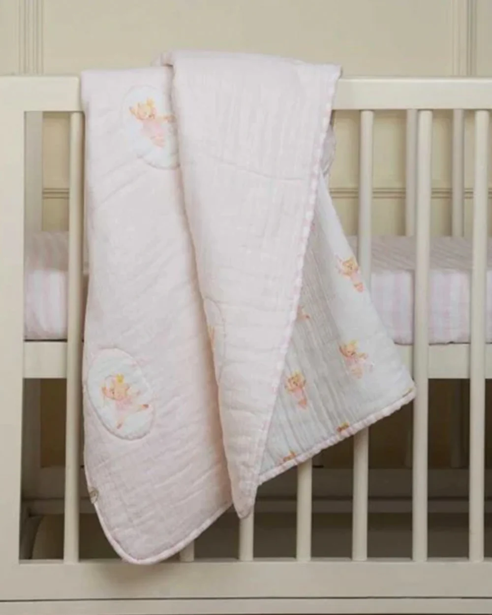 Baby Jalebi Cot Bedding Set-Prima Ballerina Bear-100% Organic Cotton-Peach-For Infants - Image 2