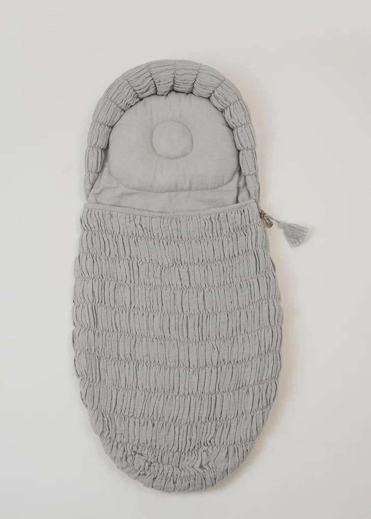Baby Jalebi Crescent Sleeping Bag/Baby Carrier Nest-100% Organic Cotton-Grey-Newborn Bed - Image 5