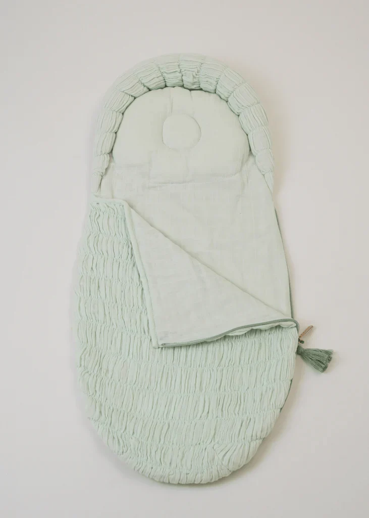 Baby Jalebi Crescent Sleeping Bag/Baby Carrier Nest-100% Organic Cotton-Mint-Newborn Bed - Image 2