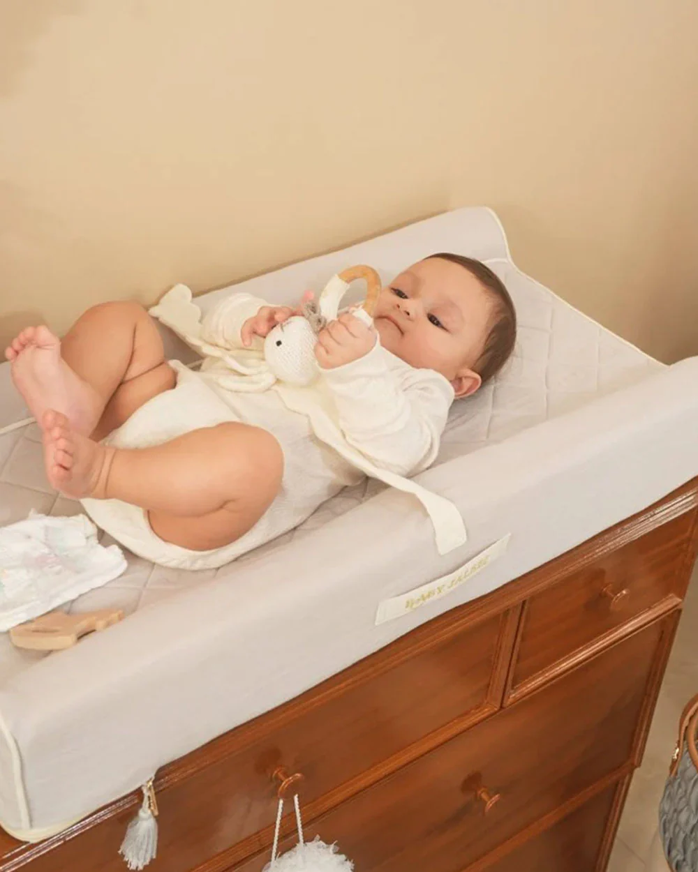 Baby Jalebi Diaper Changing Mat-Cotton-Water Resistant-Grey - Image 4