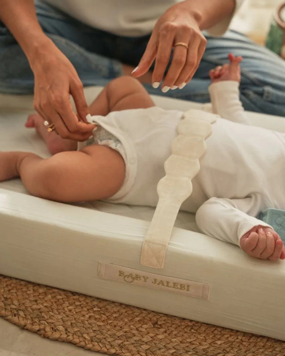Baby Jalebi Diaper Changing Mat-Cotton-Water Resistant-Mint - Image 5