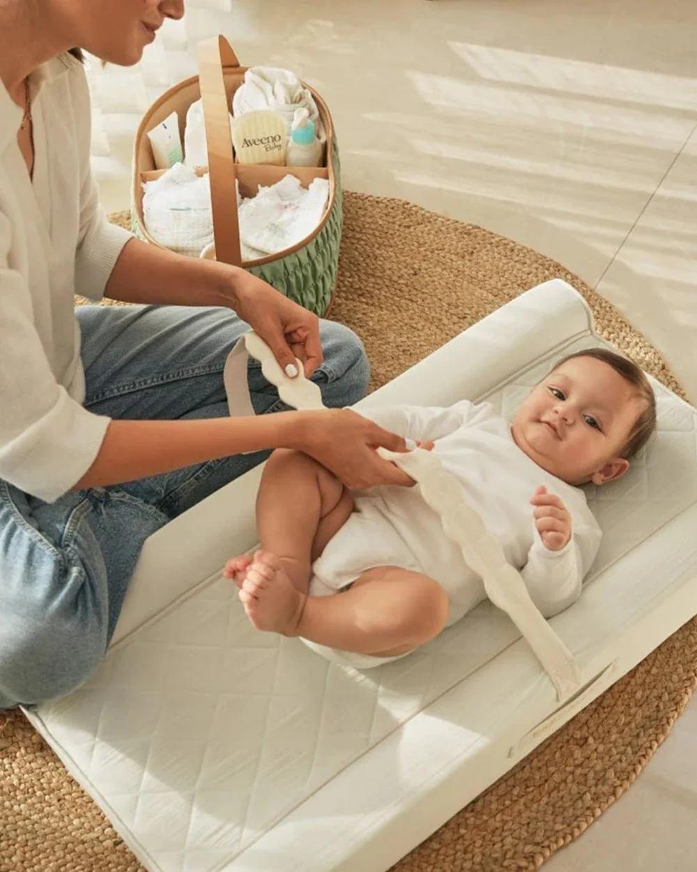 Baby Jalebi Diaper Changing Mat-Cotton-Water Resistant-Mint - Image 7