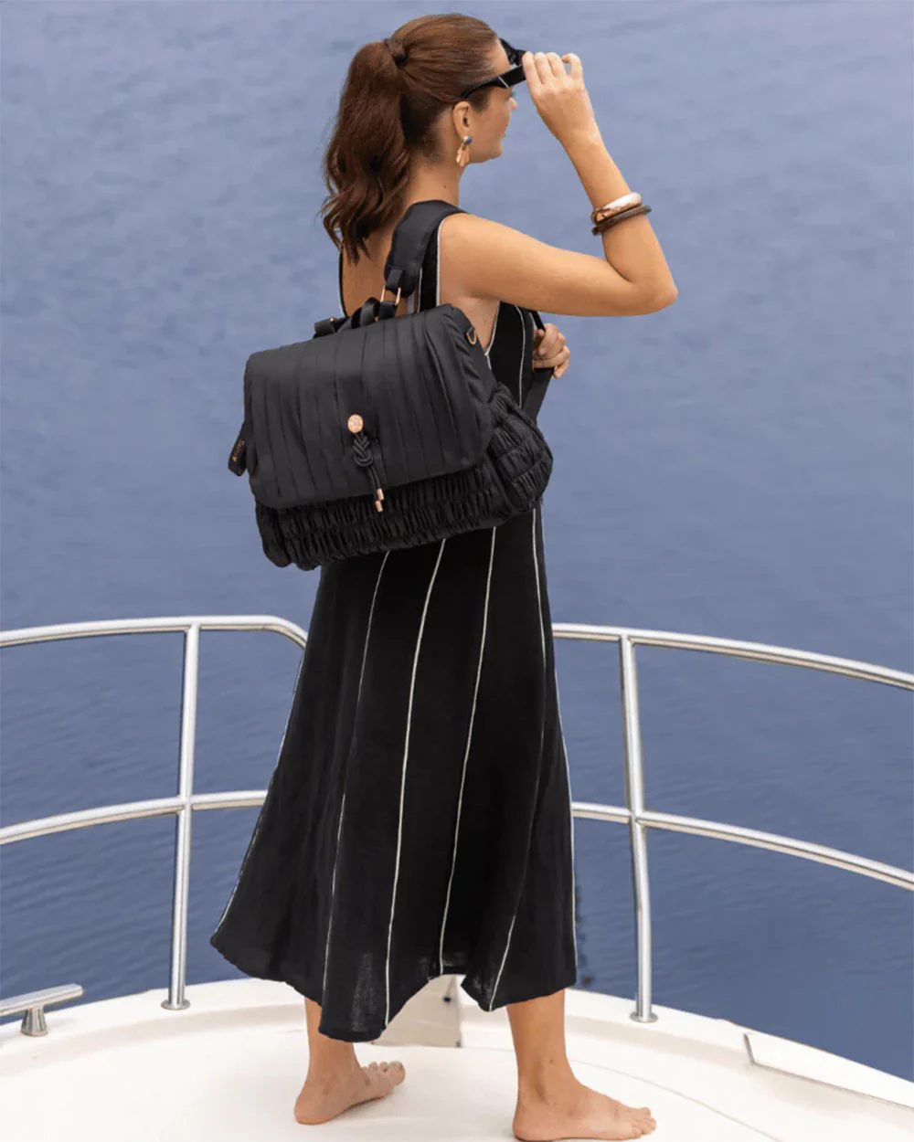 Baby Jalebi Dune Diaper Bag-Backpack-Polyester-Black-with Stroller Straps - Image 5