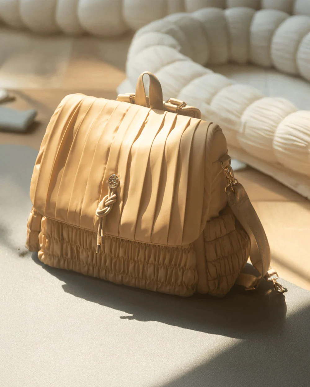 Baby Jalebi Dune Diaper Bag-Backpack-Polyester-Caramel-with Stroller Straps - Image 7