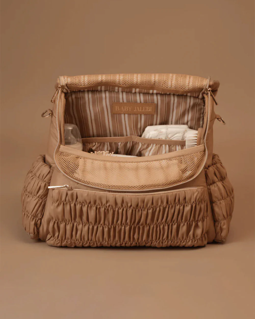 Baby Jalebi Dune Diaper Bag-Backpack-Polyester-Mocha-with Stroller Straps - Image 8