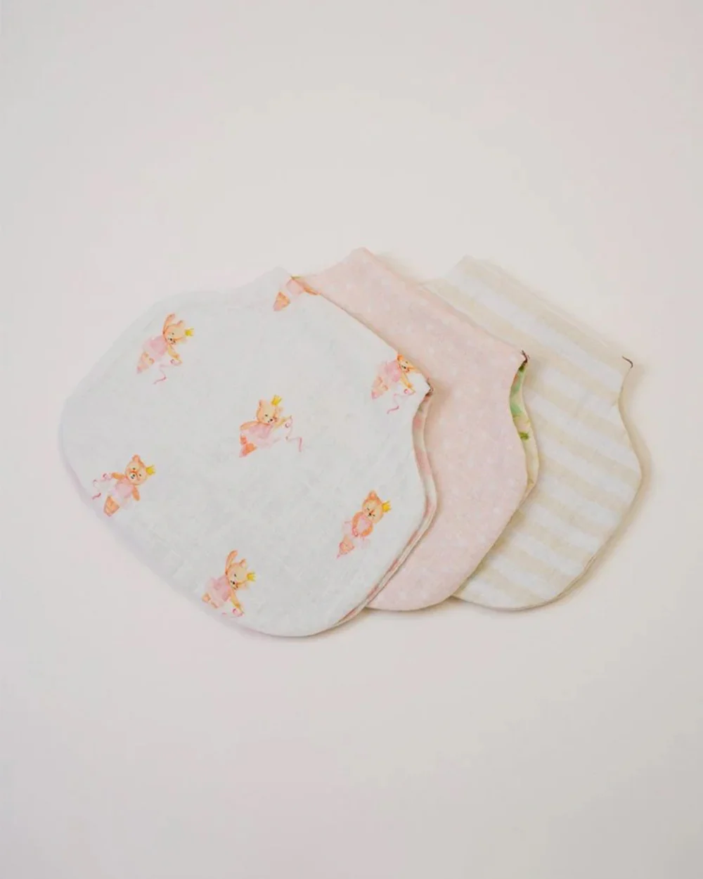 Baby Jalebi Floral Ballerina Stripes Organic Cotton Muslin Burp Cloth-Set of 3-Super Soft Absorbent & Reversible-For Infants - Image 5