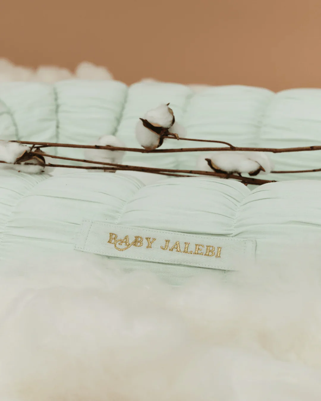 Baby Jalebi Sleep Cloud Nest-Baby Gadda Set With Inbuilt Mosquito Net-Mint-100% GOTS certified Organic Muslin-Newborn Bed - Image 3