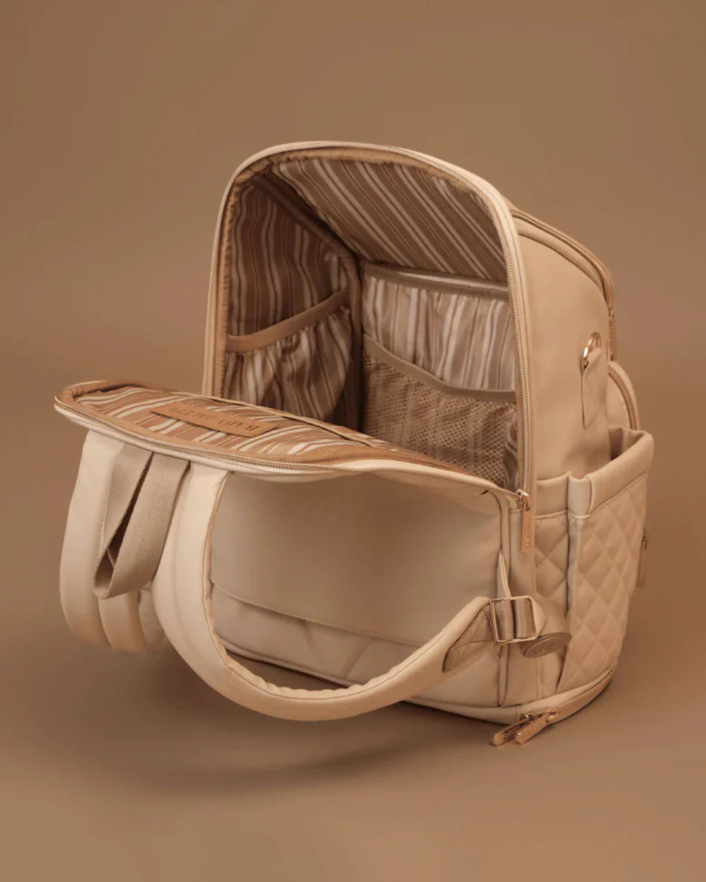 Baby Jalebi The City Trooper Diaper Bag-Backpack-Vegan Leather with Stroller Straps-Ecru - Image 10