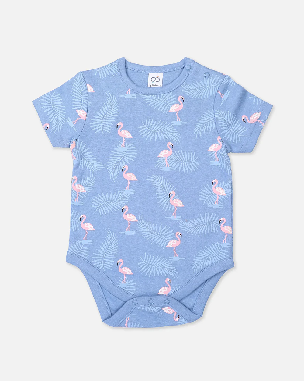 BabyCo Organics Blue Flamingo Onesie-Cotton-For Infants