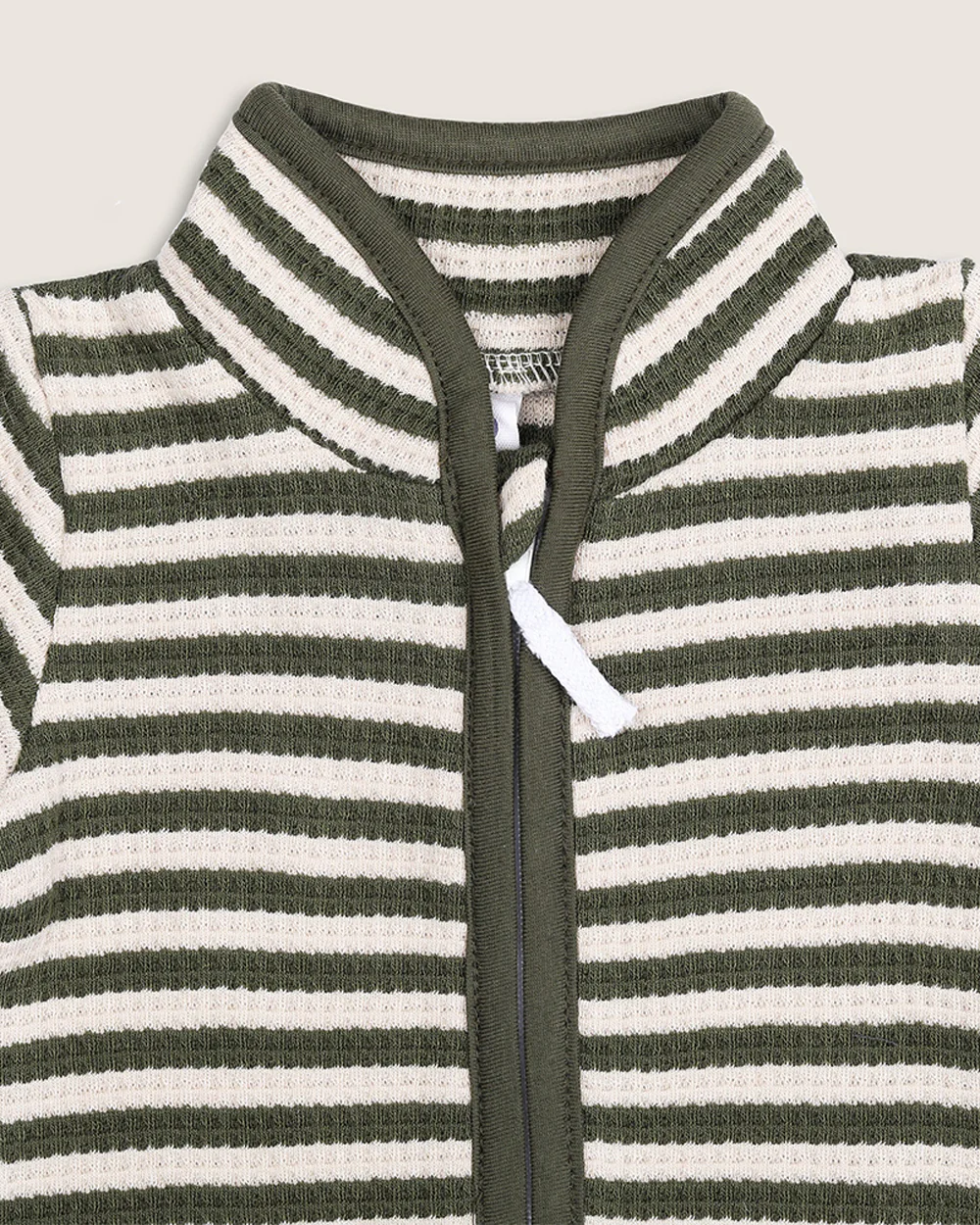 BabyCo Organics Green & White Jumpsuit-Green Waffle Striped-Organic Cotton-For Infants - Image 4