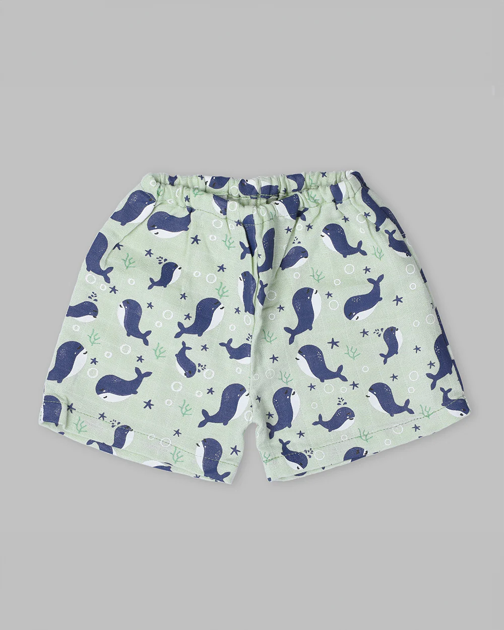 BabyCo Organics Light Green & Blue Jhabla Set-Underwater-Organic Cotton-Pack of 2-For Infants - Image 3