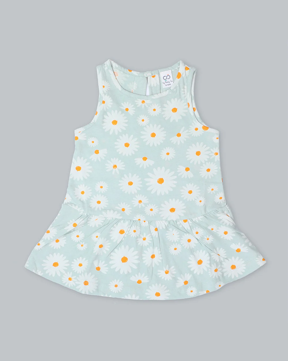 BabyCo Organics Light Green & White Frock Dress-Daisy Tulle-Organic Cotton-For Infants