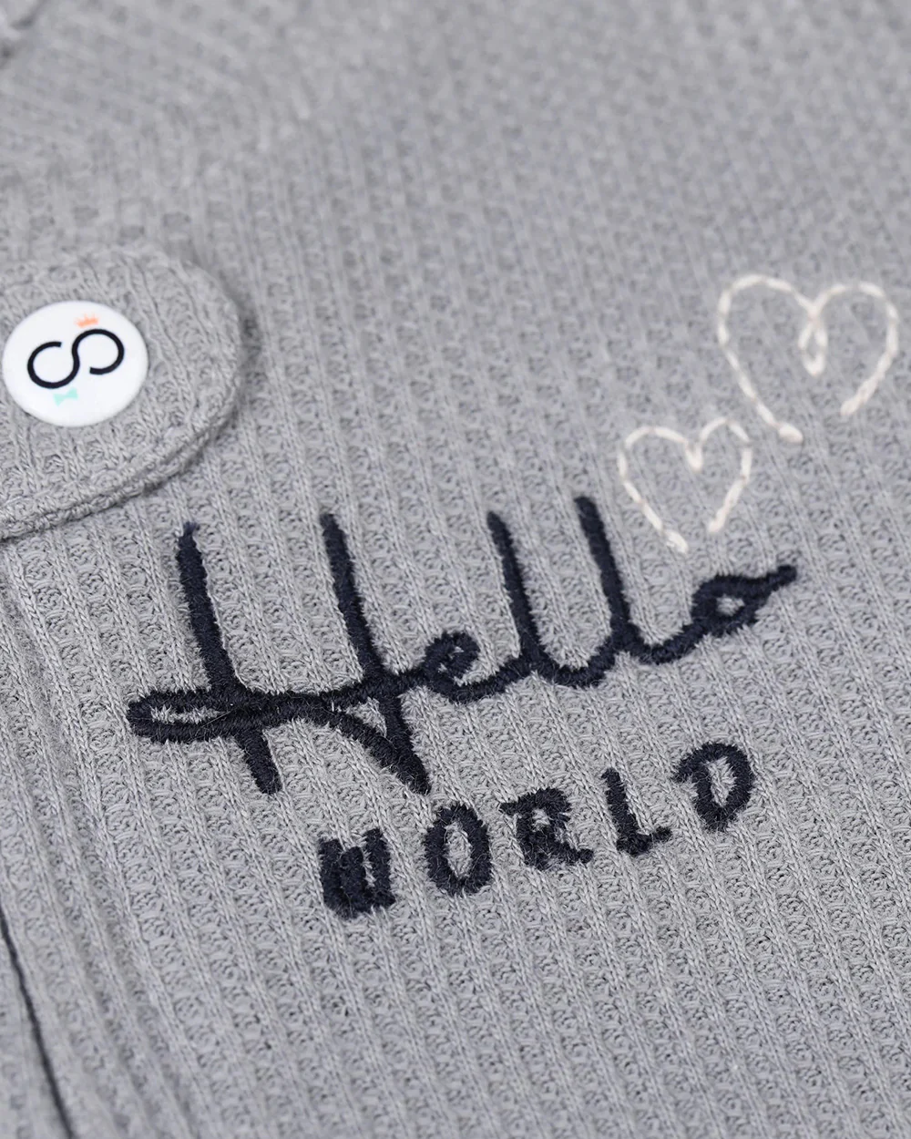 BabyCo Organics Grey Hello World Footie Sleepsuit-Cotton-Sleepsuit-For Infants - Image 3
