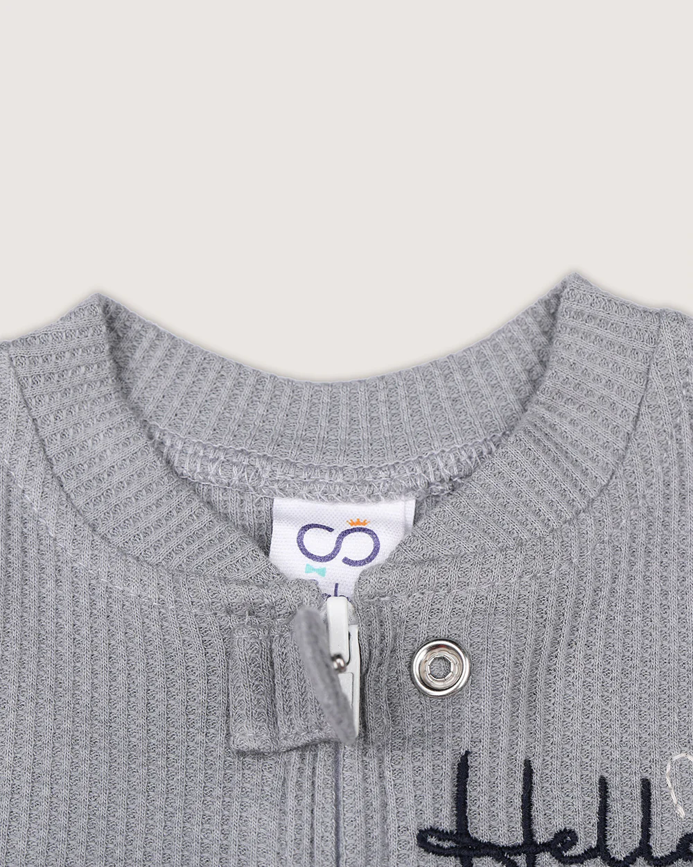 BabyCo Organics Grey Hello World Footie Sleepsuit-Cotton-Sleepsuit-For Infants - Image 6