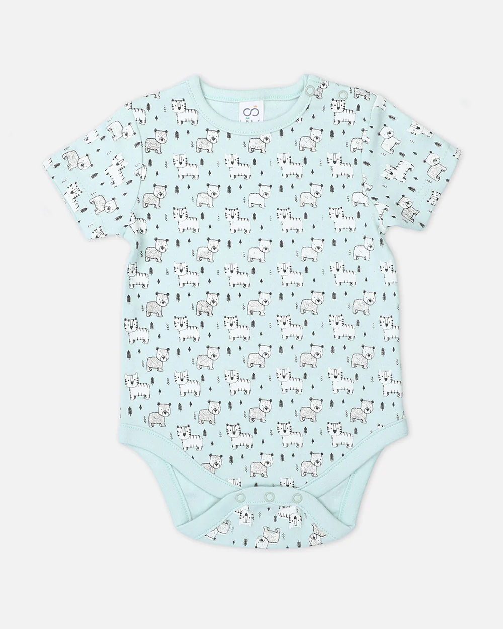 BabyCo Organics Sky Blue & White Onesie-Cat-Organic Cotton-For Infants