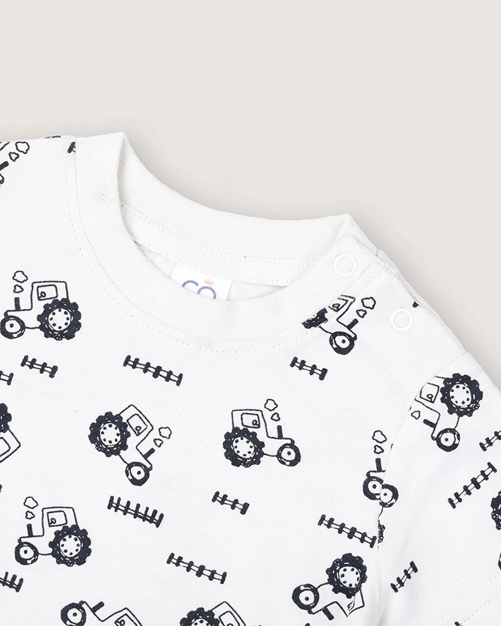 BabyCo Organics White & Brown T-Shirts & Shorts-Little Harvester-Organic Cotton-Pack of 2-For Infants - Image 2