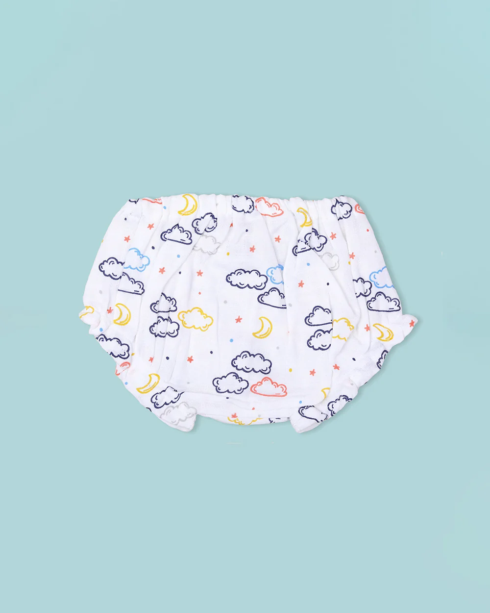 BabyCo Organics White Cloudy Sky Jhabla & Bloomers-Muslin-For Infants - Image 3