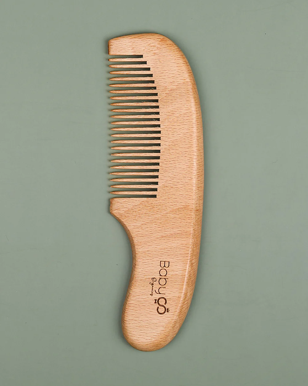 BabyCo Organics Wooden Baby Hair Brush & Comb Set Brown - Image 5