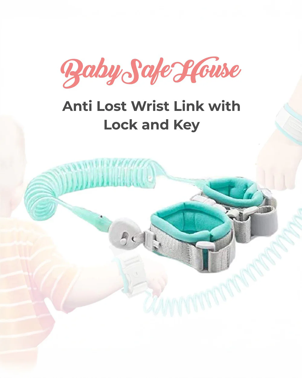 BabySafeHouse Anti Lost Wrist Link-Safety Harness-With Key & Lock for Baby Safety-Green
