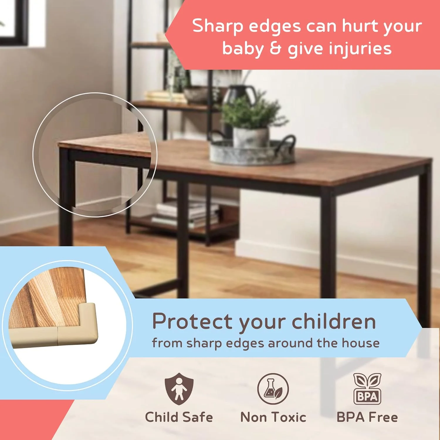 BabySafeHouse Edge Guard Strip-BPA Free Foam-Pre Taped-Child Proofing-For Sharp Edges of Furniture & Corners-Beige - Image 15