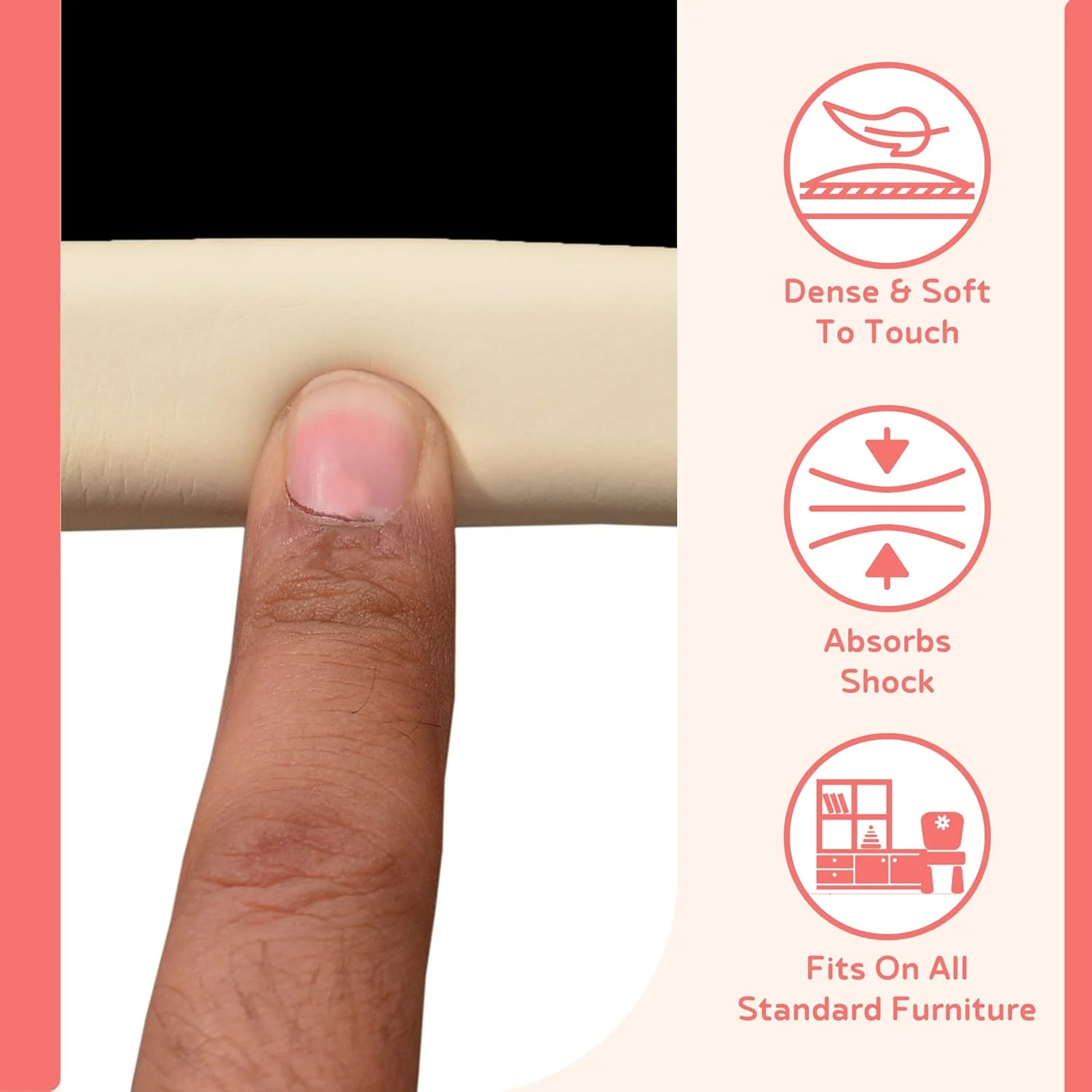 BabySafeHouse Edge Guard Strip-BPA Free Foam-Pre Taped-Child Proofing-For Sharp Edges of Furniture & Corners-Beige - Image 16