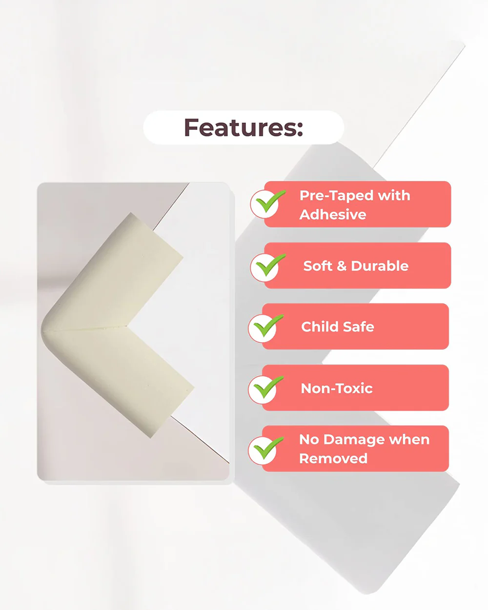 BabySafeHouse Furniture and Table Corner Edge Guards-For Baby Proofing-Pre Taped-For Kids-White - Image 12