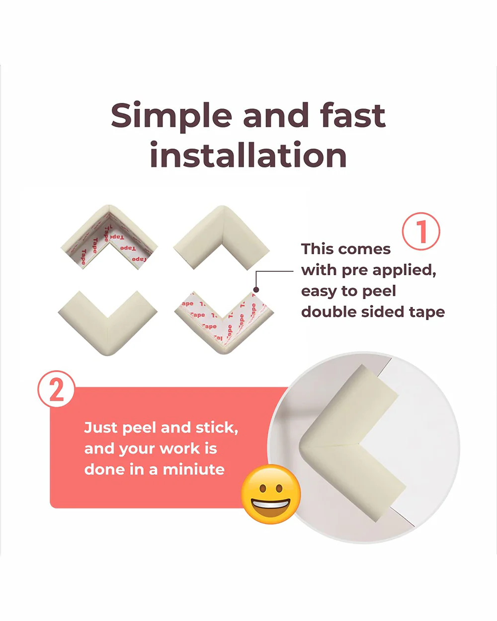 BabySafeHouse Furniture and Table Corner Edge Guards-For Baby Proofing-Pre Taped-For Kids-White - Image 18