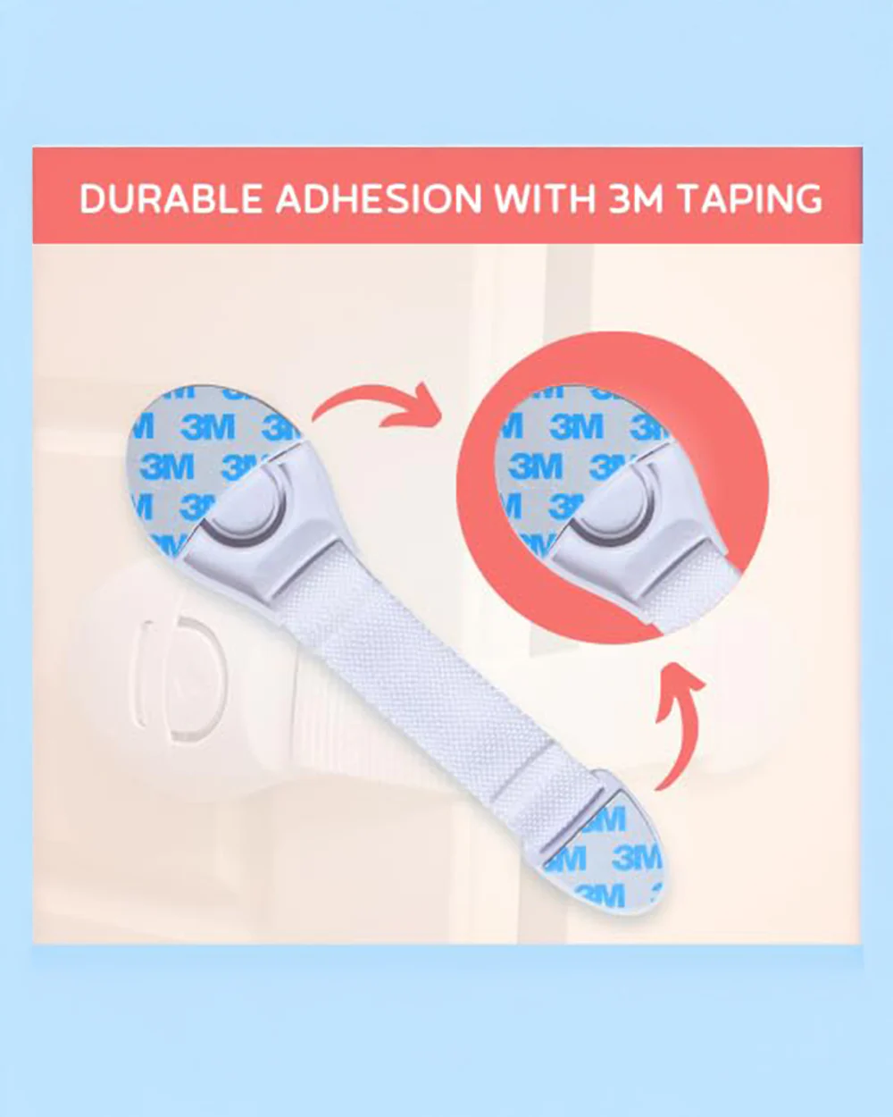 BabySafeHouse Safety Lock-Furniture Latch-With 3M Adhesive-Protects Child from Unexpected Opening of Cabinets & Other Drawers White - Image 17
