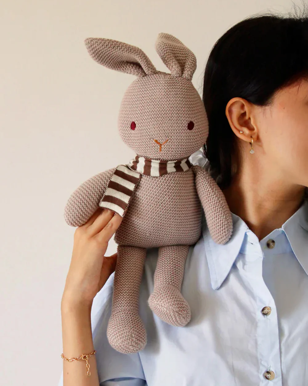Bambini Almond Bugs Bunny Knitted Soft Toy-Improves Tactile Stimulation-Plush Cuddly Toy For Newborn - Image 7