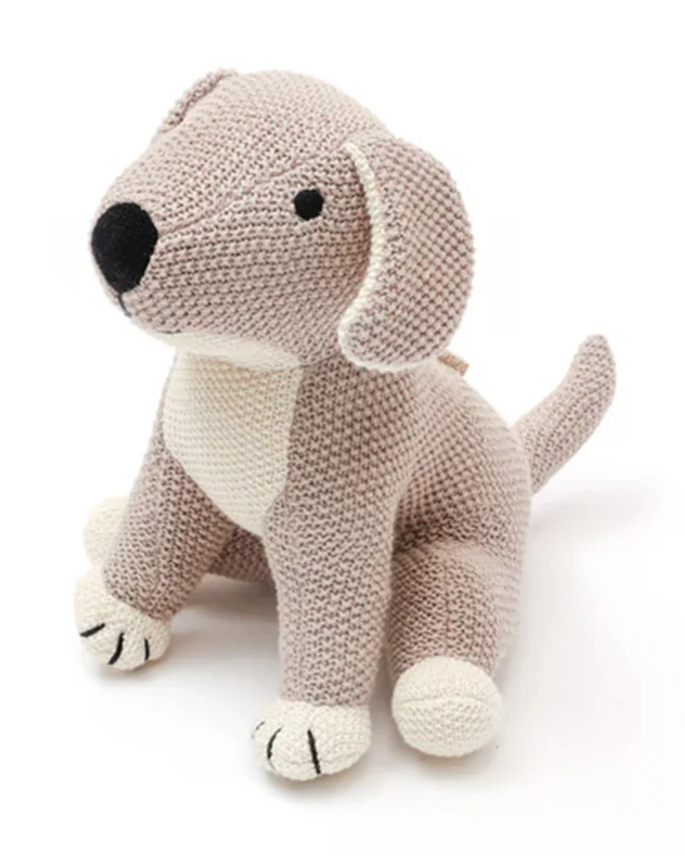 Bambini Almond Duke Dog Knitted Soft Toy-Improves Tactile Stimulation-Plush Cuddly Toy For Newborn